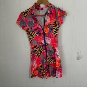 Chic Red and Pink Jumpsuit with Vibrant Style